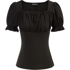 image:imageScarlet Darkness Peasant Tops for Women Puff Sleeve Renaissance ShirtBlack
