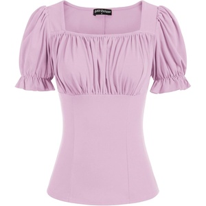 image:imageScarlet Darkness Peasant Tops for Women Puff Sleeve Renaissance ShirtLight Lilac