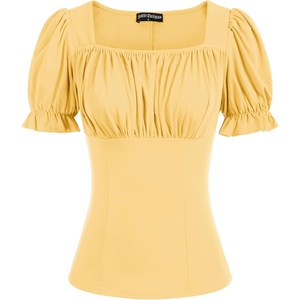 image:imageScarlet Darkness Peasant Tops for Women Puff Sleeve Renaissance ShirtSoft Yellow