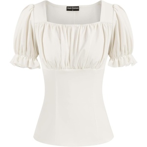 image:imageScarlet Darkness Peasant Tops for Women Puff Sleeve Renaissance ShirtWhite