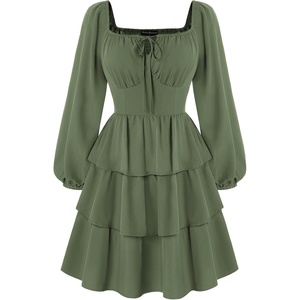 image:imageScarlet Darkness Pirate Costume Women Mini Long Sleeve Renaissance DressArmy Green