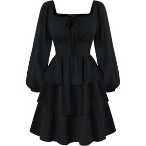 image:imageScarlet Darkness Pirate Costume Women Mini Long Sleeve Renaissance DressBlack