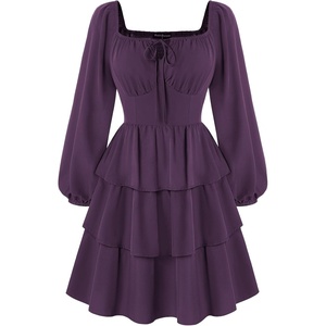 image:imageScarlet Darkness Pirate Costume Women Mini Long Sleeve Renaissance DressDark Purple