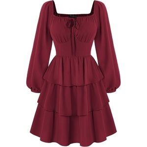 image:imageScarlet Darkness Pirate Costume Women Mini Long Sleeve Renaissance DressRed