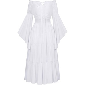 image:imageScarlet Darkness Renaissance Costume Women Bell Sleeve Tiered Maxi DressWhite