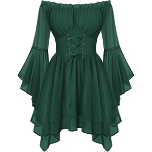 image:imageScarlet Darkness Renaissance Costume Women Chiffon Corset Pirate Mini DressEden Green