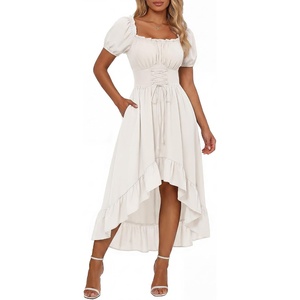 image:imageScarlet Darkness Renaissance Costume Women High Low Summer Corset DressWhite