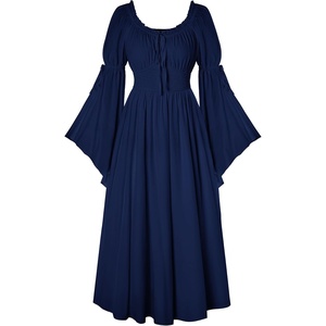 image:imageScarlet Darkness Renaissance Costume Women Peasant Medieval Maxi DressNavy Blue