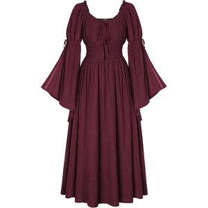 image:imageScarlet Darkness Renaissance Costume Women Peasant Medieval Maxi DressWine Red