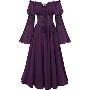 image:imageScarlet Darkness Renaissance Dress Women Corset Peasant Witch CostumeDeep Purple