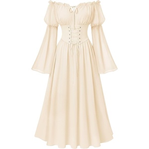 image:imageScarlet Darkness Renaissance Dress Women Corset Peasant Witch CostumeOyster White