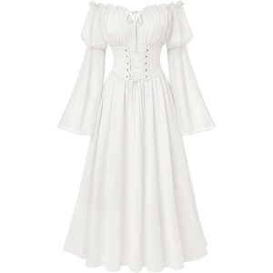 image:imageScarlet Darkness Renaissance Dress Women Corset Peasant Witch CostumeWhite