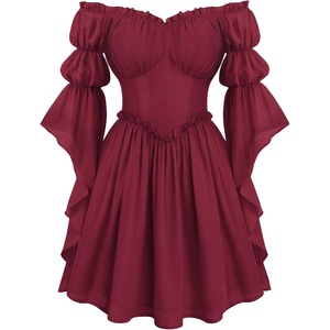 image:imageScarlet Darkness Renaissance Dress Women Off Shoulder Pirate Fairy CostumeDark Red