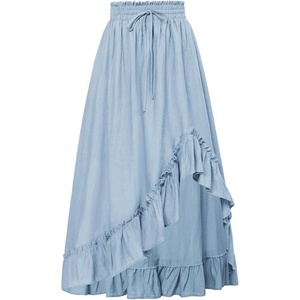 image:imageScarlet Darkness Renaissance Midi Skirt Asymmetrical Summer Flowy SkirtsLight Blue