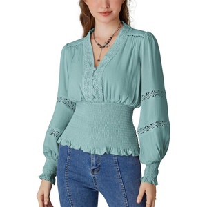 image:imageScarlet Darkness Renaissance Shirt Women Long Sleeve V Neck Peasant TopsBaby Blue