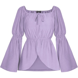 image:imageScarlet Darkness Renaissance Shirt Women Off Shoulder Bell Sleeve Tops Pirate Peasant BlouseLight Purple