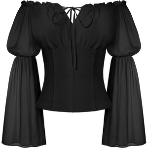 image:imageScarlet Darkness Renaissance Shirt Women Pirate Peasant Off Shoulder TopsBlack