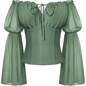 image:imageScarlet Darkness Renaissance Shirt Women Pirate Peasant Off Shoulder TopsGreen Bay