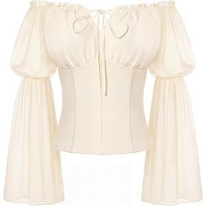 image:imageScarlet Darkness Renaissance Shirt Women Pirate Peasant Off Shoulder TopsIvory White