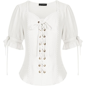 image:imageScarlet Darkness Renaissance Shirts for Women Summer Plus Size Laceup TopsWhite