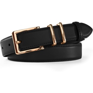 image:imageScarlet Darkness Women Leather Belt with Gold Buckle Vintage Waist BeltsBlack