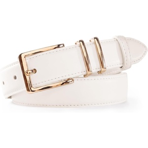 image:imageScarlet Darkness Women Leather Belt with Gold Buckle Vintage Waist BeltsIvory White