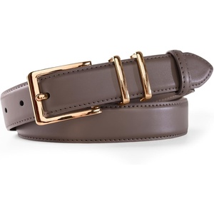 image:imageScarlet Darkness Women Leather Belt with Gold Buckle Vintage Waist BeltsSepia