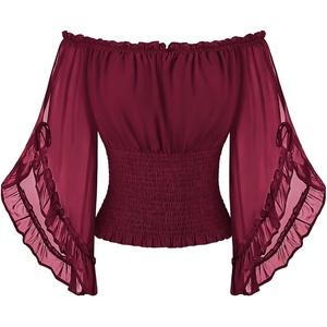 image:imageScarlet Darkness Women Pirate Renaissance Off Shoulder TopBrown Red
