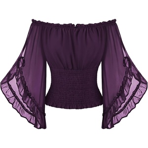 image:imageScarlet Darkness Women Pirate Renaissance Off Shoulder TopDeep Purple
