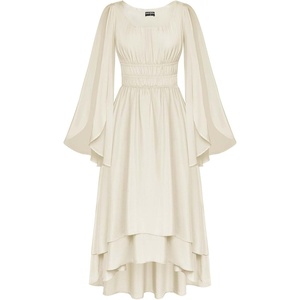 image:imageScarlet Darkness Women Renaissance Costume Split Sleeve Double Layer DressApricot