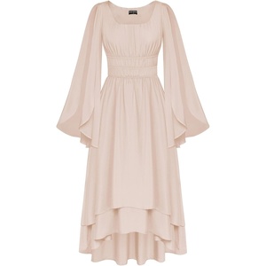 image:imageScarlet Darkness Women Renaissance Costume Split Sleeve Double Layer DressNude Pink