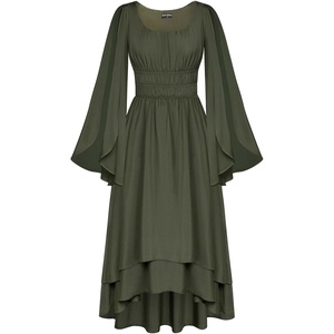 image:imageScarlet Darkness Women Renaissance Costume Split Sleeve Double Layer DressOlive Green