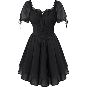 image:imageScarlet Darkness Women Renaissance Dress Mini Short Sleeve Fairy CostumeBlack