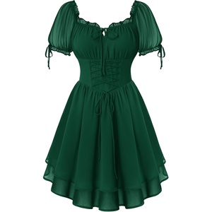 image:imageScarlet Darkness Women Renaissance Dress Mini Short Sleeve Fairy CostumeDark Green