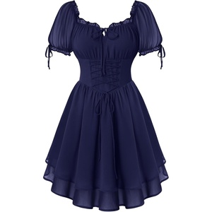 image:imageScarlet Darkness Women Renaissance Dress Mini Short Sleeve Fairy CostumeNavy