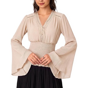 image:imageScarlet Darkness Women Renaissance Peasant Shirt Bell Sleeve Pirate TopOatmeal