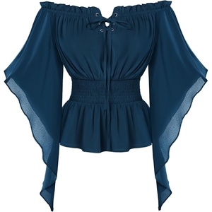 image:imageScarlet Darkness Women Renaissance Shirt Off Shoulder Bell Sleeve TopsNavy Blue