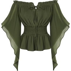 image:imageScarlet Darkness Women Renaissance Shirt Off Shoulder Bell Sleeve TopsOlive Green
