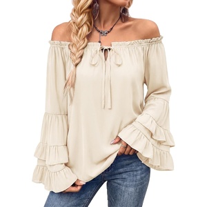 image:imageScarlet Darkness Women Renaissance Shirt Off Shoulder Pirate TopsOyster White