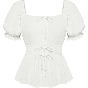 image:imageScarlet Darkness Women Renaissance Shirt Puff Sleeve Square Neck Peasant Pirate Blouse