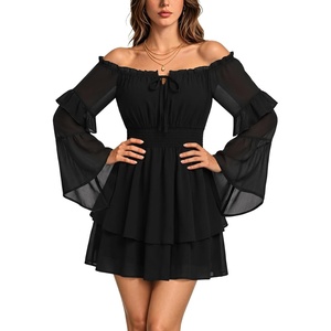 image:imageScarlet Darkness Womens Renaissance Off Shoulder Long Sleeve Mini DressBlack