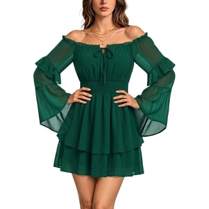 image:imageScarlet Darkness Womens Renaissance Off Shoulder Long Sleeve Mini DressEmerald Green