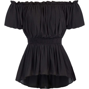 image:imageScarlet Darkness Womens Renaissance Shirt Short Sleeve Peplum Top Off Shoulder Peasant Pirate BlouseBlack