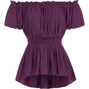 image:imageScarlet Darkness Womens Renaissance Shirt Short Sleeve Peplum Top Off Shoulder Peasant Pirate BlouseDeep Purple