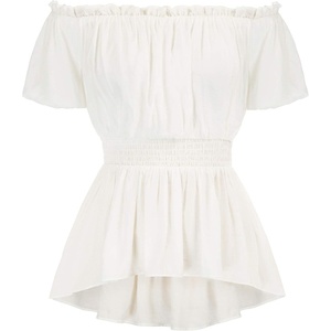 image:imageScarlet Darkness Womens Renaissance Shirt Short Sleeve Peplum Top Off Shoulder Peasant Pirate BlouseWhite