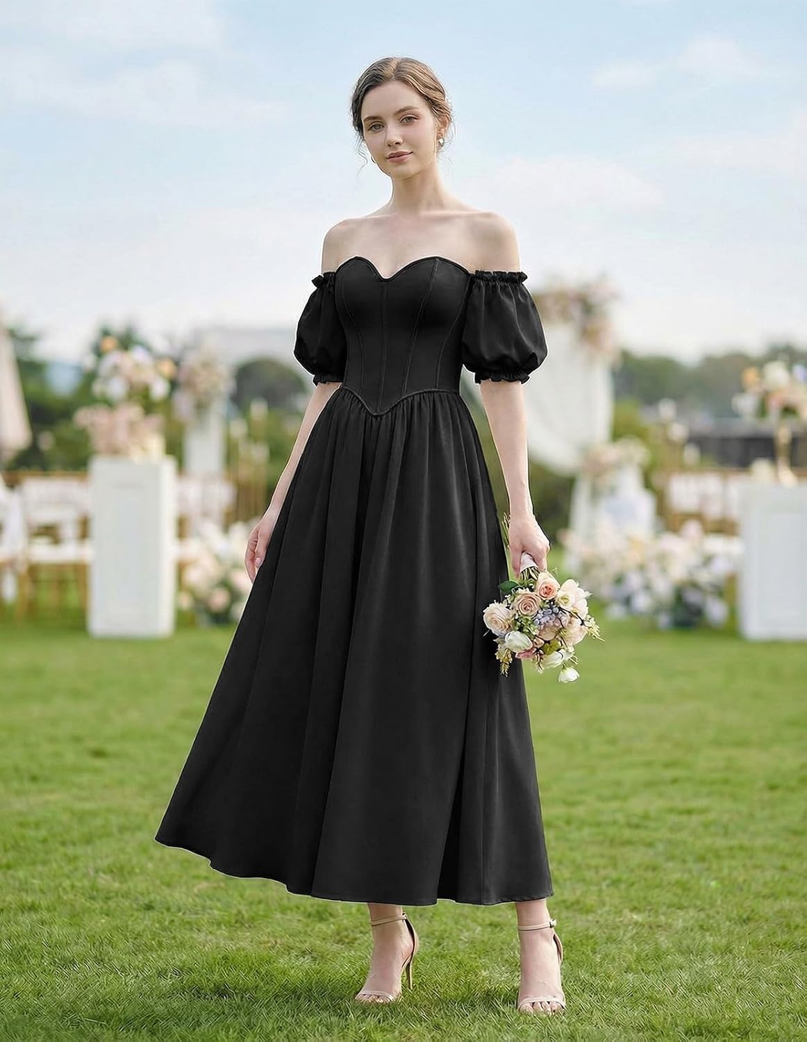 image:imageScarlet Darkness Off the Shoulder Corset Dress Renaissance Dress VintageBlack