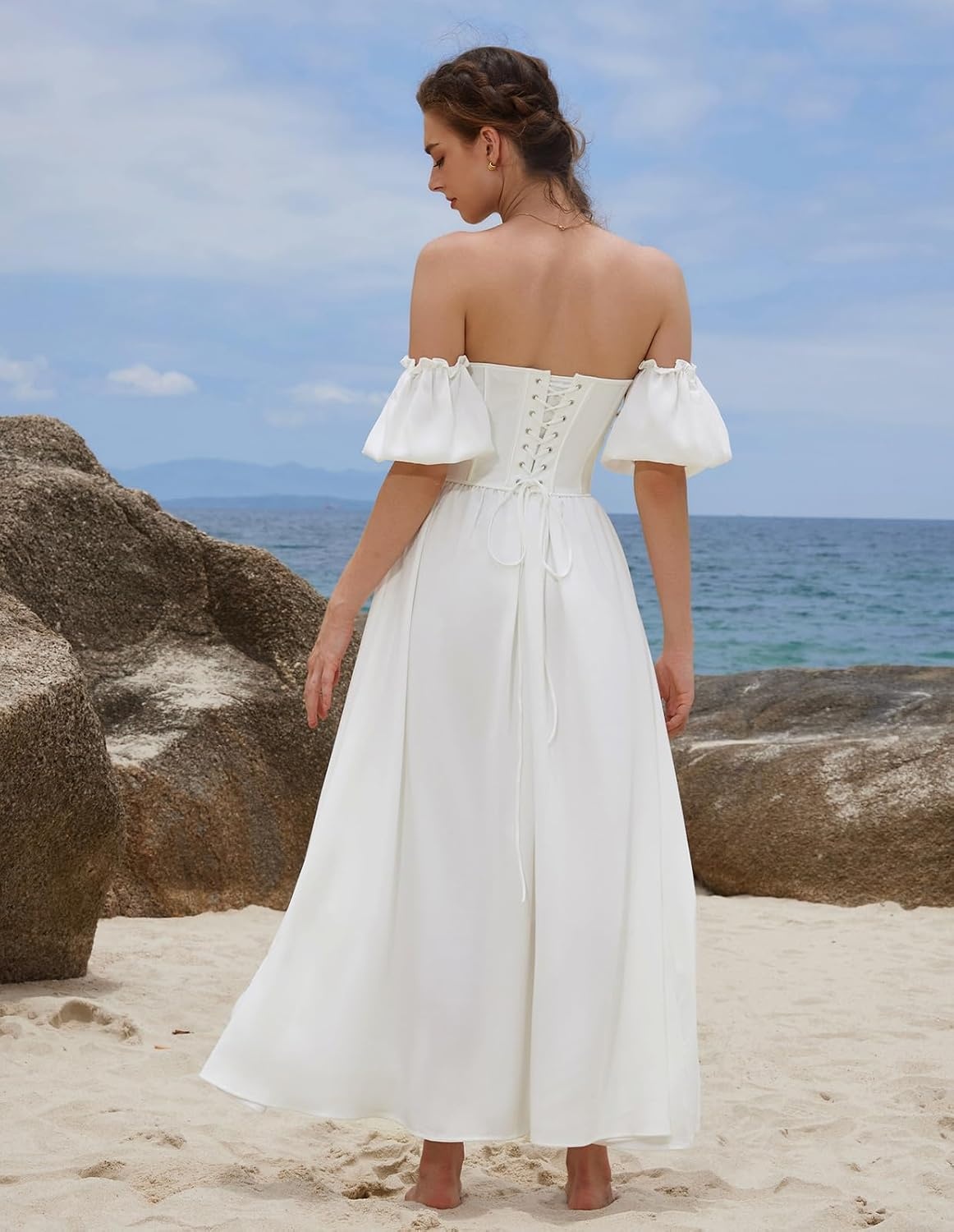 image:imageScarlet Darkness Off the Shoulder Corset Dress Renaissance Dress VintageWhite