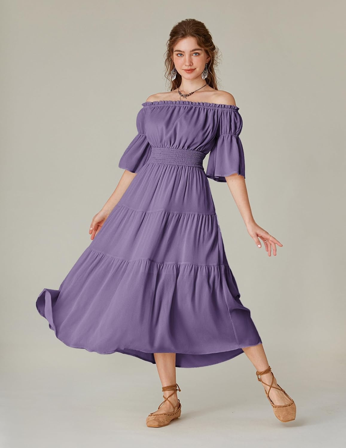 image:imageScarlet Darkness Renaissance Costume Women Maxi Tiered Long Dresses Cottagecore Dress
