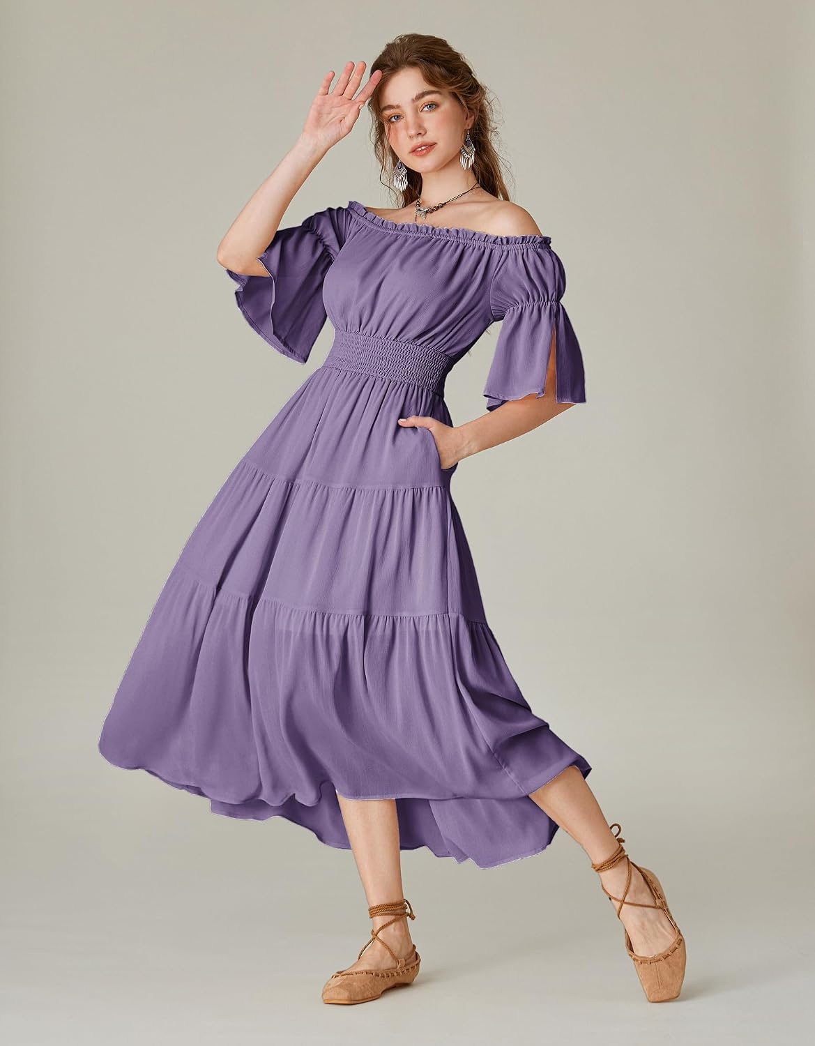 image:imageScarlet Darkness Renaissance Costume Women Maxi Tiered Long Dresses Cottagecore Dress