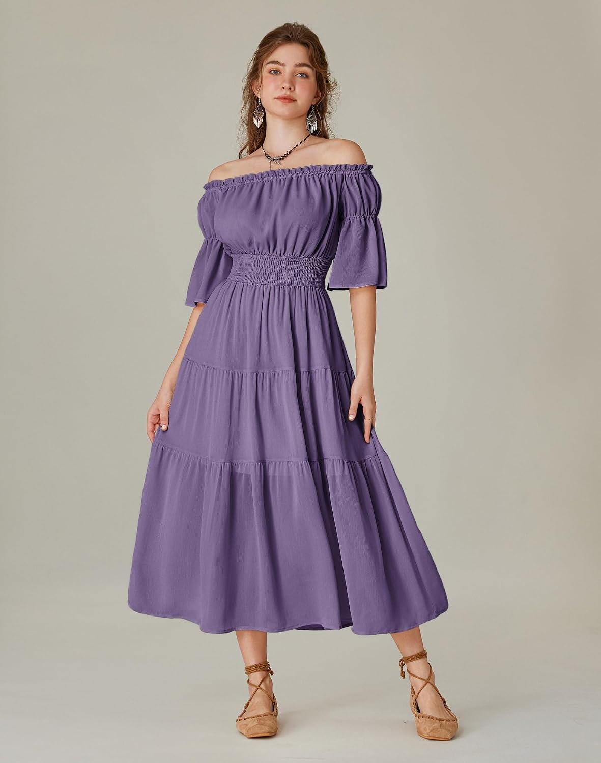 image:imageScarlet Darkness Renaissance Costume Women Maxi Tiered Long Dresses Cottagecore Dress